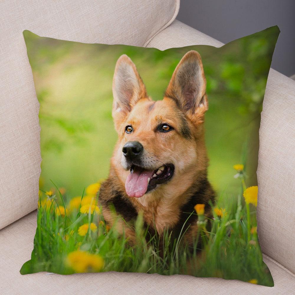 Sofa Home Pillowcase German Shepherd  Decoration Pet Animal Cushion