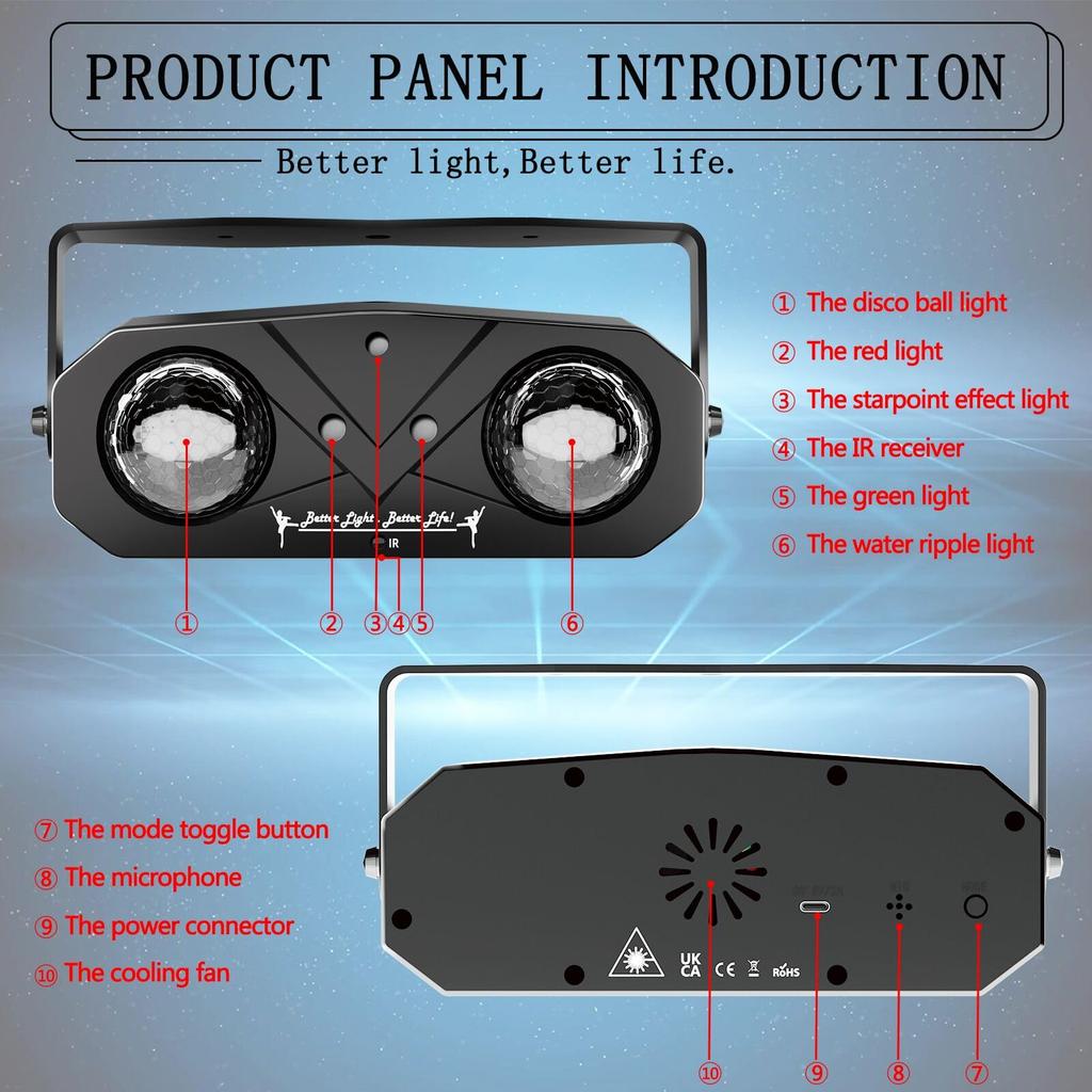 3-in-1 Star Projector and Ocean Wave Projector with Remote Control, Multi-Purpose DJ Ball Light for Home Theater Ceiling Room Decoration, Suitable