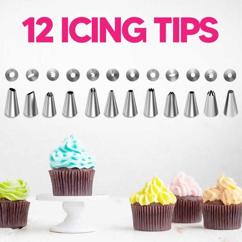Набор насадок из нержавеющей стали для кондитерского мешка Кухонные инструменты для украшения тортов кремом Многоразовые насадки Кондитерский мешок Скребок для крема