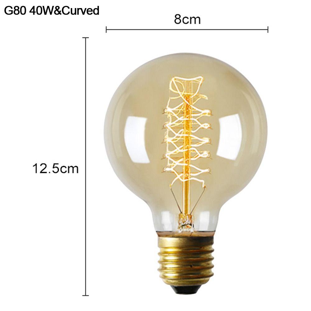E27 патрон Шаровой светильник Антикварная лампа накаливания Декоративная лампа Эдисона Винтажная ретро-лампочка Стеклянная нить накаливания