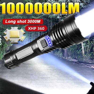 2024 новейший XHP 360 сверхъяркий мощный фонарик перезаряжаемый 26650 фонарик наружное освещение рыболовный фонарь кемпинговый фонарь