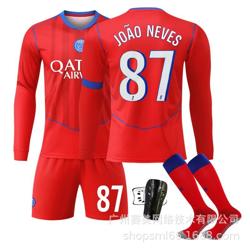 25-26 Paris Erke No. 14 Doué Long-sleeved Jersey Football Clothes Children's Wear Set 10 Dembele 2 Hakimi