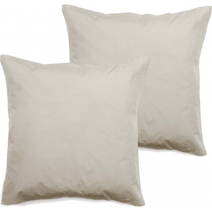 Lot de 2 taies d'oreiller percale pur coton peigné longues fibres 80 fils/cm² Vent du sud - 65x65 - Ivoire
