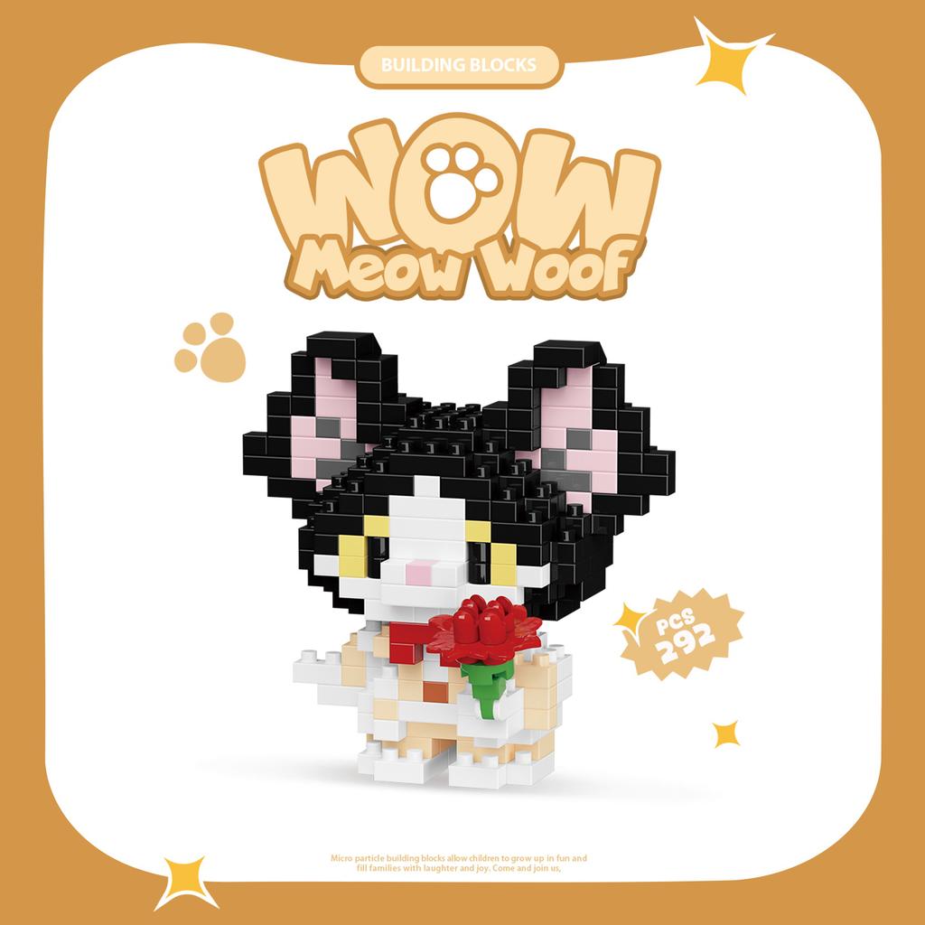 Mini Cartoon Cute Cat Dog Animals Models DIY Building Blocks Toys Micro Blocks Kit Christmas New Year Gifts Lucky Decor