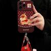 Вышитый ремешок-пони подходит для чехла мобильного телефона Apple 17promax iphone15 силиконовая накладка 16 Новогодние женские модели