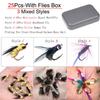 25Pcs/Box Dry/Wet Trout Fishing Flies,Bead Head Fly Black,Humpy Fly,Royal WulffFly Artificial Insects Lure For Trout/Steelhead/Salmon/Bass Bait