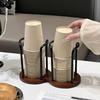 Disposable Cup Storage Holder Rack Shelf Water Cups Organizer Supplie Dispenser with Wood Mug Display Rack Desktop Decoration