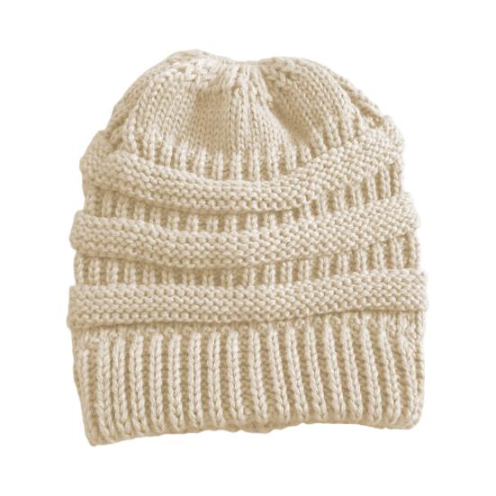 Женская шапка с отверстием для хвостика Зимняя теплая вязаная шапка с отверстием для хвоста Мягкая эластичная шапка крупной вязки для небрежного высокого пучка