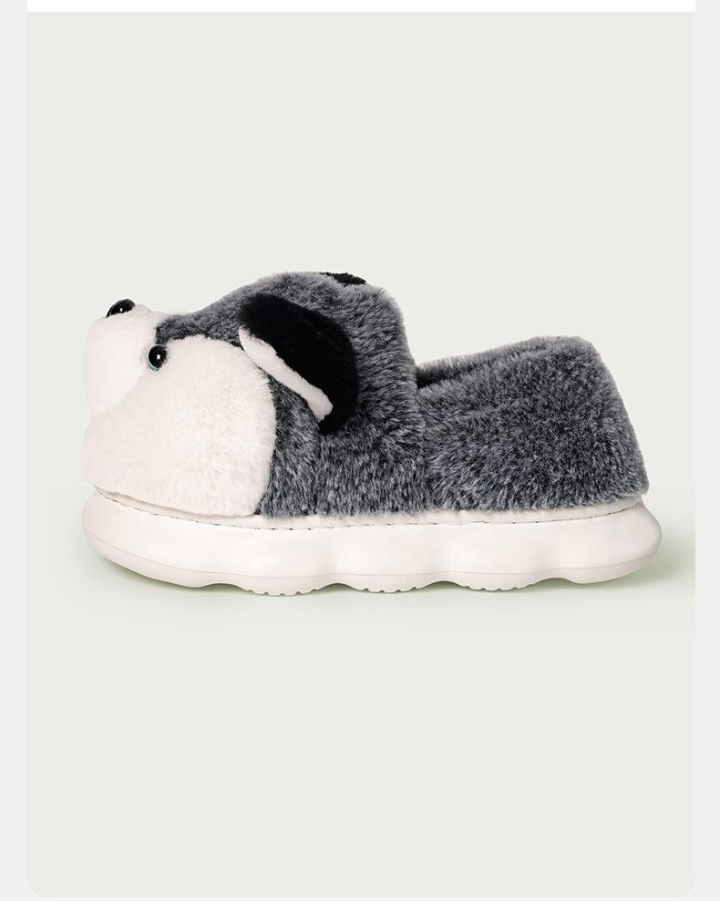 Men's Husky Plush Cotton Slippers: Warm, Cozy Indoor Winter Footwear for Couples