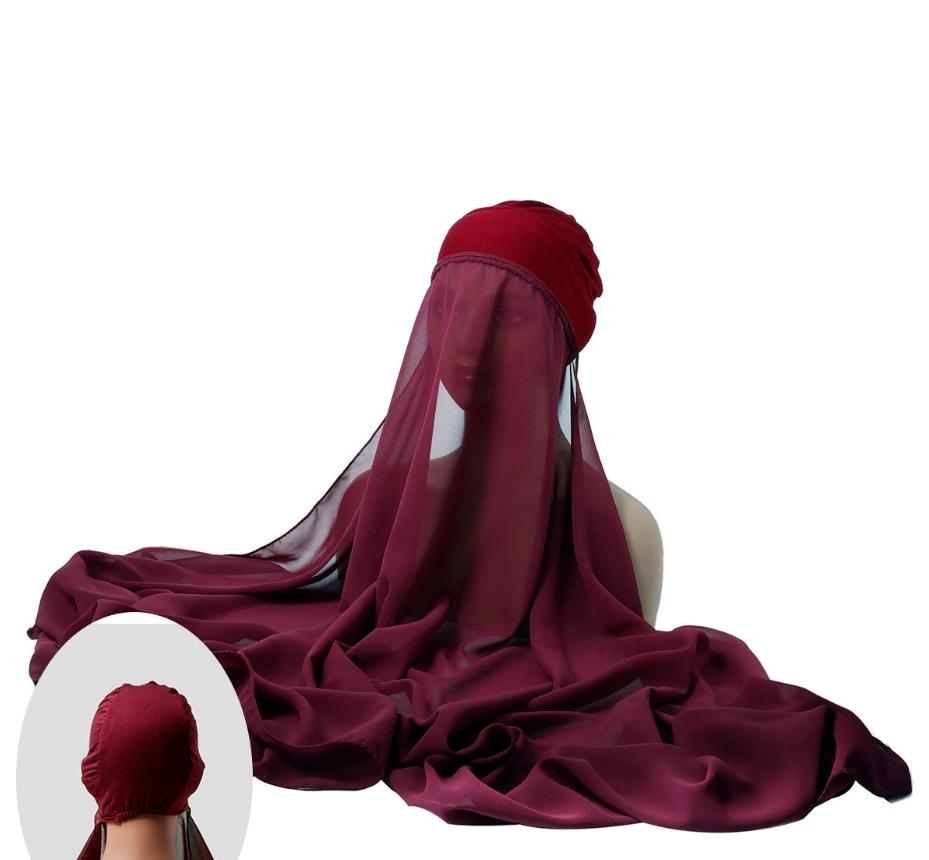 Рамадан Готовые Хиджабы Шифоновый Хиджаб Шарф с Джерси Шапочками Боннет Дизайн Бренда Мусульманский Шарф Женский Исламский Подхиджаб Хиджабы