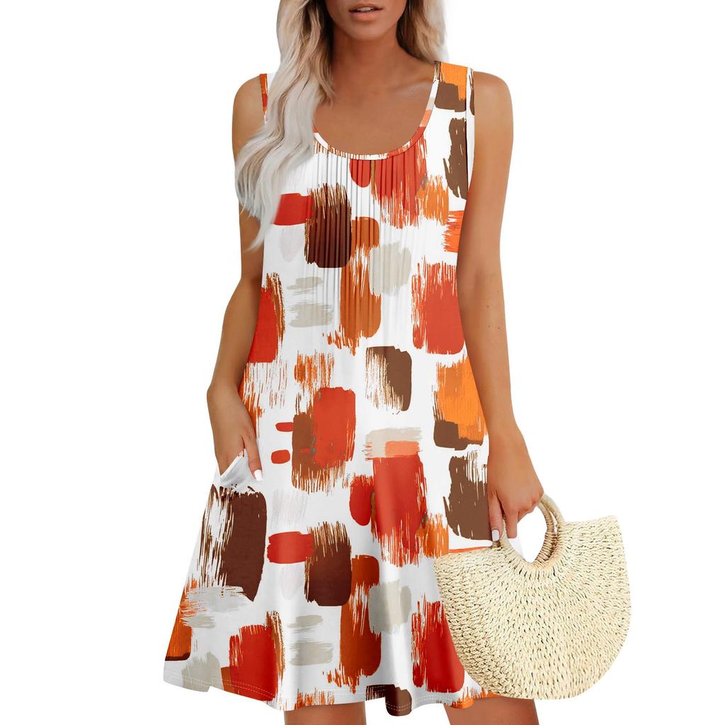 Женский повседневный сарафан с карманами, летнее пляжное платье в стиле бохо, праздничное платье для женщин, платья-майки