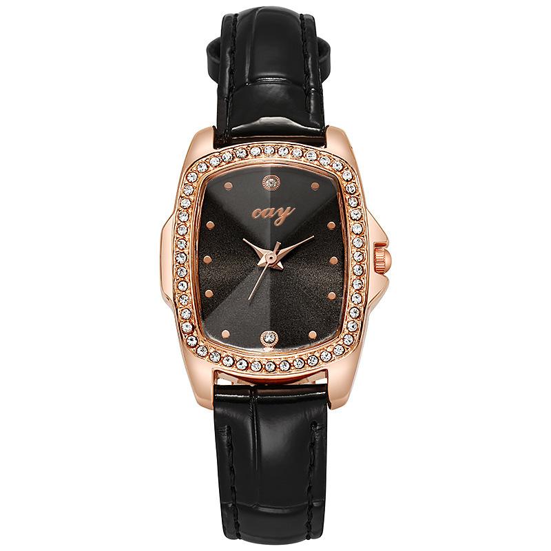 Квадратные часы с кожаной полоской, декоративные наручные часы, модные женские часы с ремешком из бриллиантов, элегантные женские часы с кристаллами в стиле ретро