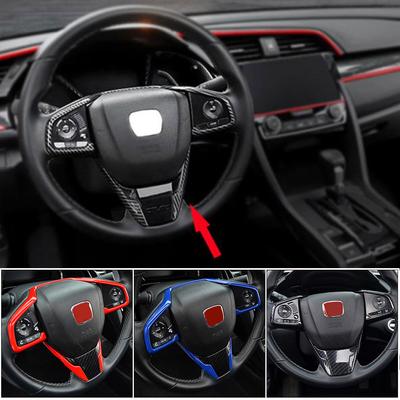 3 шт. наклейки на рамку рулевого колеса автомобиля из углеродного волокна для Honda Civic 10th 2016 2017 2018 аксессуары для интерьера