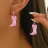 1 пара универсальных розовых акриловых волнистых серег-подвесок в стиле вестерн ковбойской девушки, подходящих для вечеринок и повседневной носки