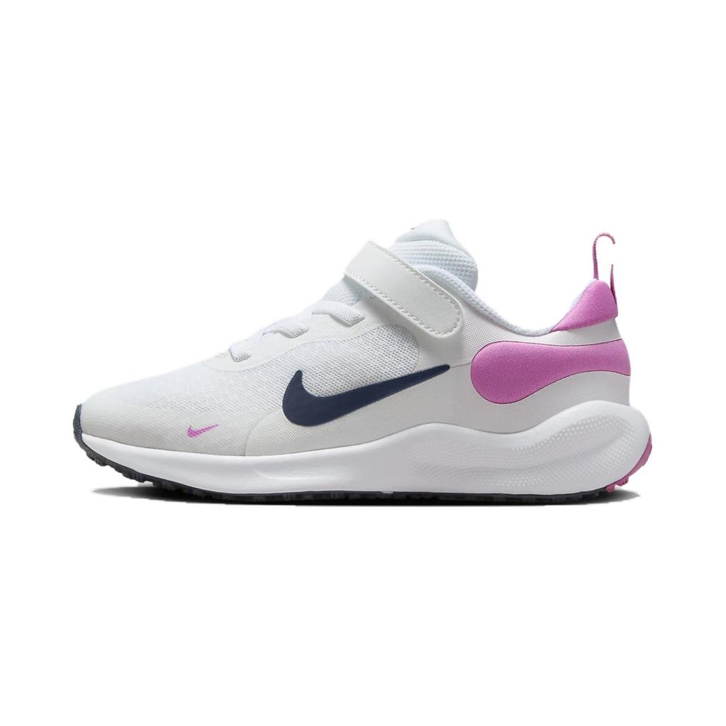 Nike REVOLUTION 7 Breathable Low top Kids' Running Shoes White Pink Children Aged 3 7 Years Old FB7690-103