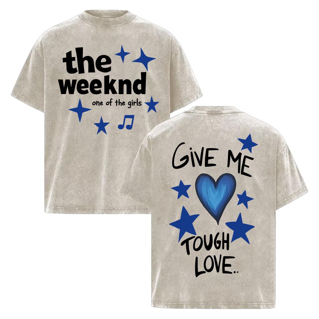 The Weeknd "one of The Girls" Letters Print T-Shirt Men Women Hip Hop Vintage Washed T-shirts High Quality Casual Cotton T Shirt