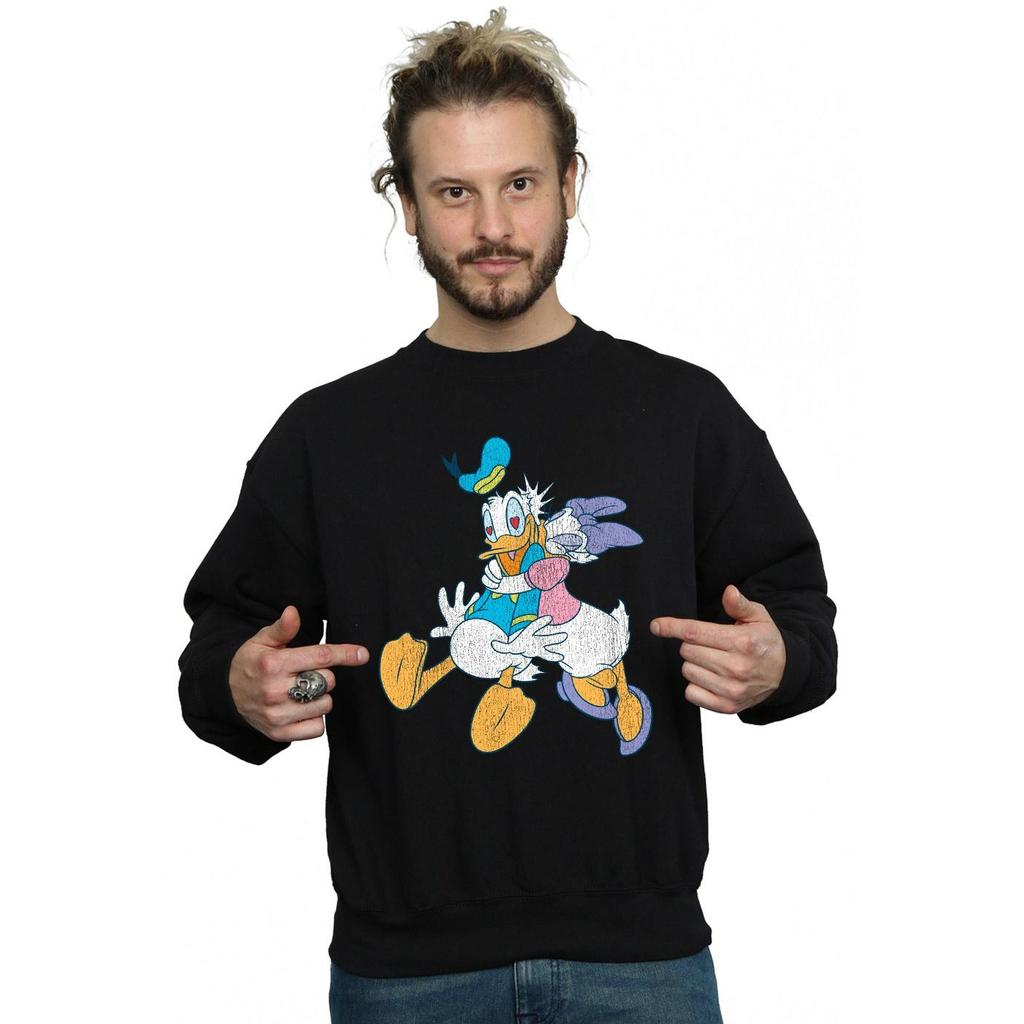 Disney Mens Donald And Daisy Duck Kiss Sweatshirt