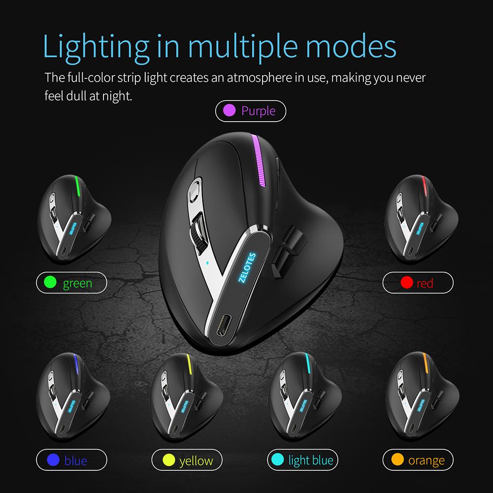 F-36 2.4G Bluetooth-compatible Mice Professional 8 Buttons Ergonomic Vertical Mouse for Computer Laptop