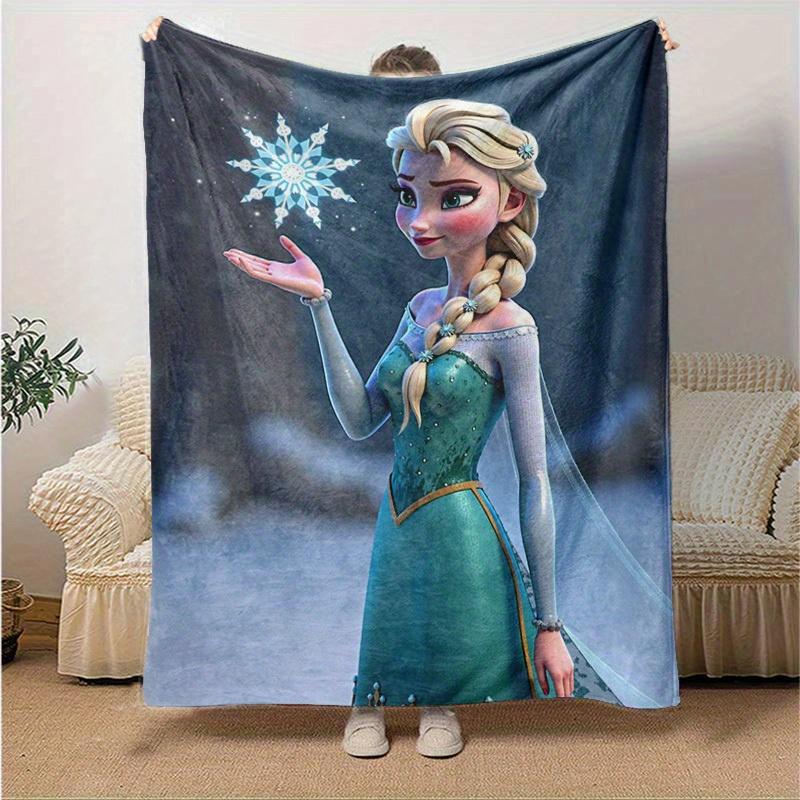 1pc. Cartoon Elsa Blanket, Seasonal Universal, Home Decoration, Throw Blankets, Soft Flannel Throw Blanket, Versatile & Cozy for Bedroom, Cu