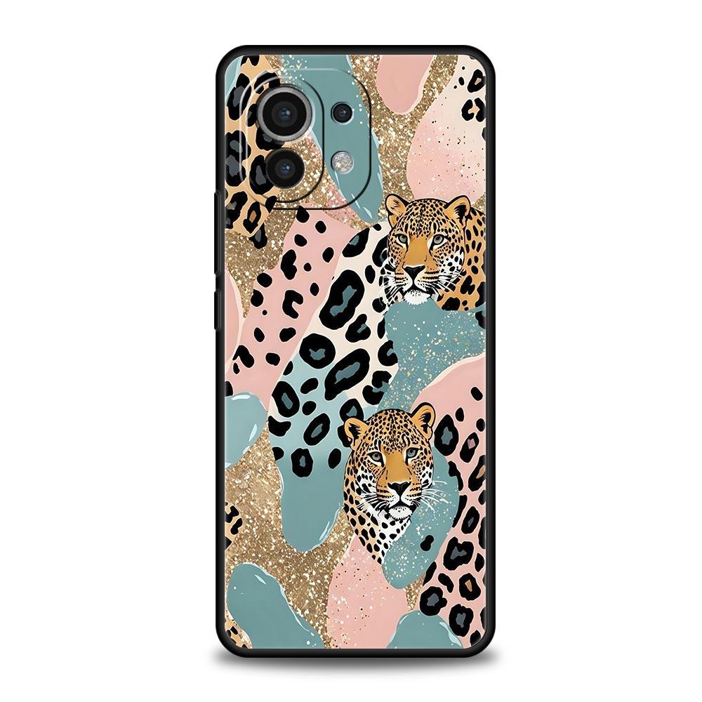Чехол для телефона Xiaomi Mi 15 14 13 12 11 Lite 14T 13T 12T 11T Pro Poco X7 X6 X5 X3 Pro F6 F5 F4 Чехол с узором в виде розового леопарда