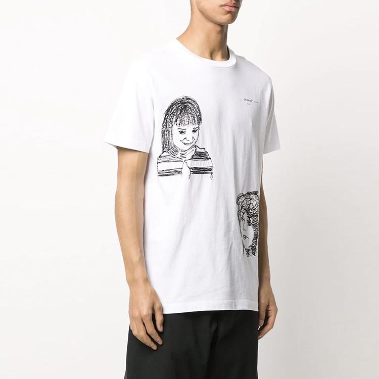 Off-White C/O SS20 Футболка с коротким рукавом с принтом Virgil Abloh, мужские топы стандартного кроя, белые OMAA027S201850090110