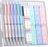 Four Candies Pastel Mechanical Pencil of 360 HB Eraser Writing Supplies Set, 0.5mm & 0.7mm (3 Each), Leads, Included,