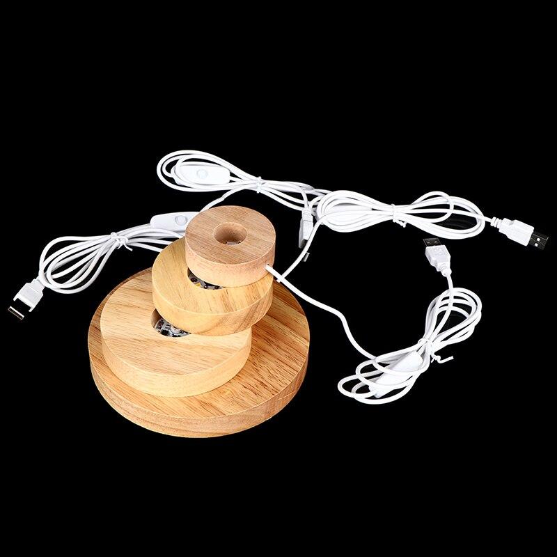 Smart Home Wood Light Base USB Wooden LED Light Rotating Display Stand Home Use