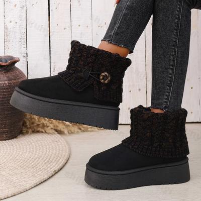 Модные женские зимние ботинки, плюшевые, теплые, противоскользящие, удобные ботильоны, пушистые, с круглым носком, на платформе, из хлопка, 2025, зимние ботинки для женщин