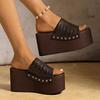Fashion 2025 Summer New Rivet Chunky Platform Wedges Women Mules Sandals Punk Thick Sole Slipper Sandals High Heels Sandales Femmes