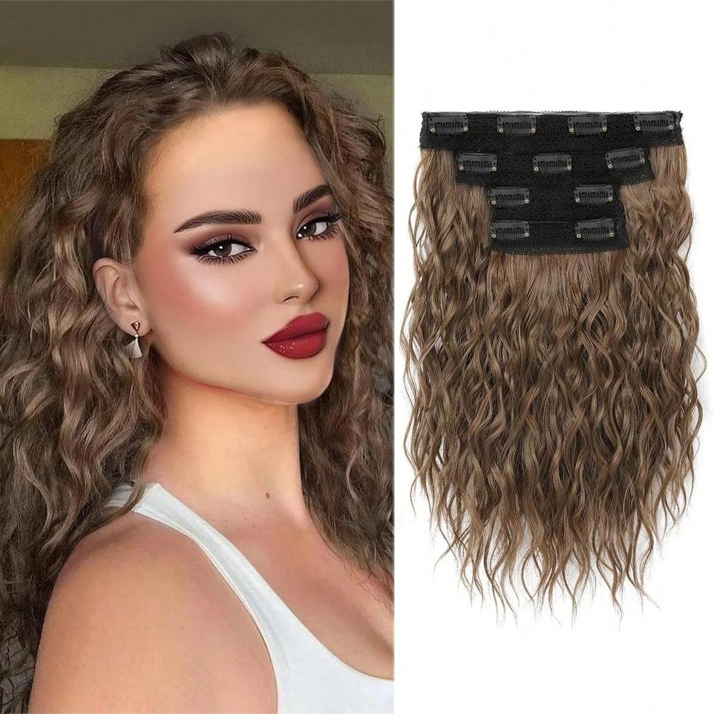 4 шт. наращивания волос 12-дюймовые короткие вьющиеся волнистые волосы Ежедневное наращивание волос для увеличения объема волос