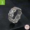 Glamour Lace Moissanite Wide Ring, Elegant Luxury Glamour S925 Sterling Silver Ring Jewelry