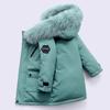 Winter Boys White Down Jacket Coat Baby Fur Collar Hooded CottonThicken Warm Soild Color Jacket For Children's Outwear Kids Clothes