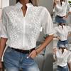 Spring Embroidery Women Blouse Fashion Summer V-neck Lantern Sleeve White Shirt Woman Vintage Cotton Hollow-out Tops