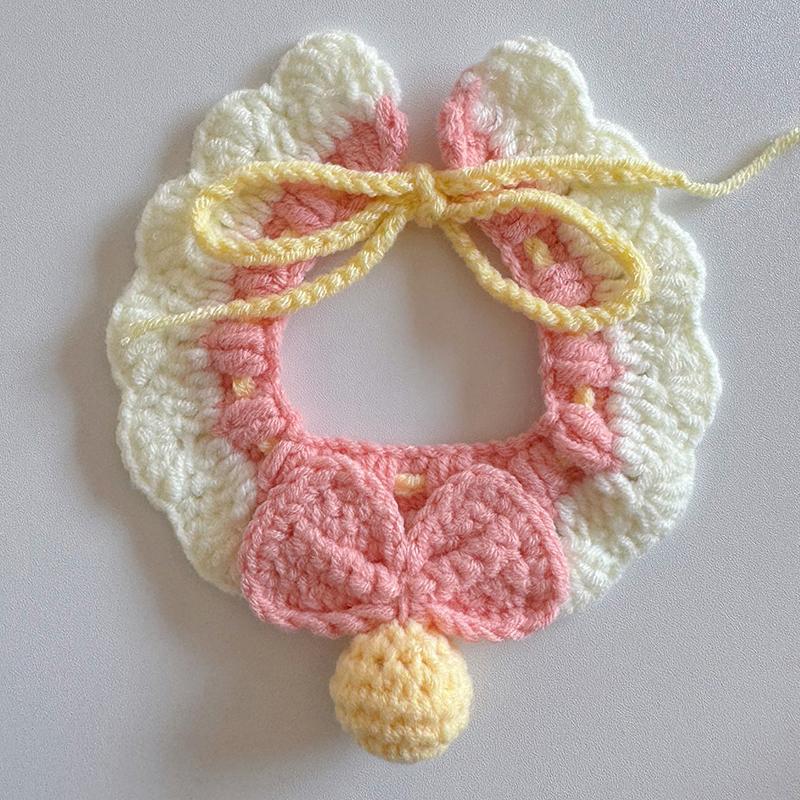 Ошейник для питомца, плетеный вручную, милое вязаное ожерелье для кота, ошейник для маленькой кошки, украшение на шею для маленькой собаки