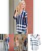 New Blouse Womens Striped Plaid Long Sleeve Ladies Top T Shirt Loose Casual Tops