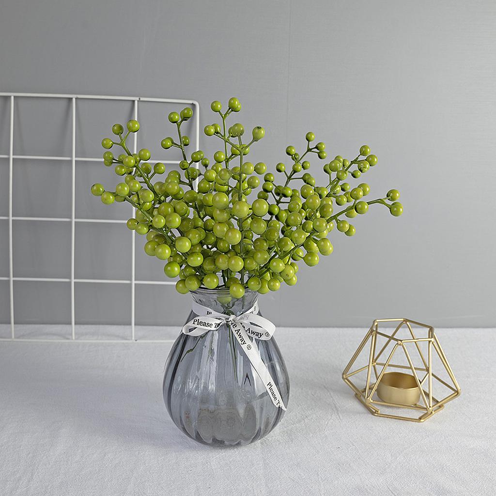 Artificial Berry Stem Lifelike Exquisite Simulation Berry Branch for Home Party Decoration Green