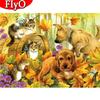 Diamond Painting Animal Full Square Round Drill 5D DIY Diamond Embroidery Cat Mosaic Rhinestone Kit Autumn Decoration