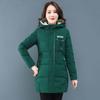Plus Size  Winter Casual Hooded Jacket Parkas for Women Warm Letter Print Long Female Coat Zipper Outerwear