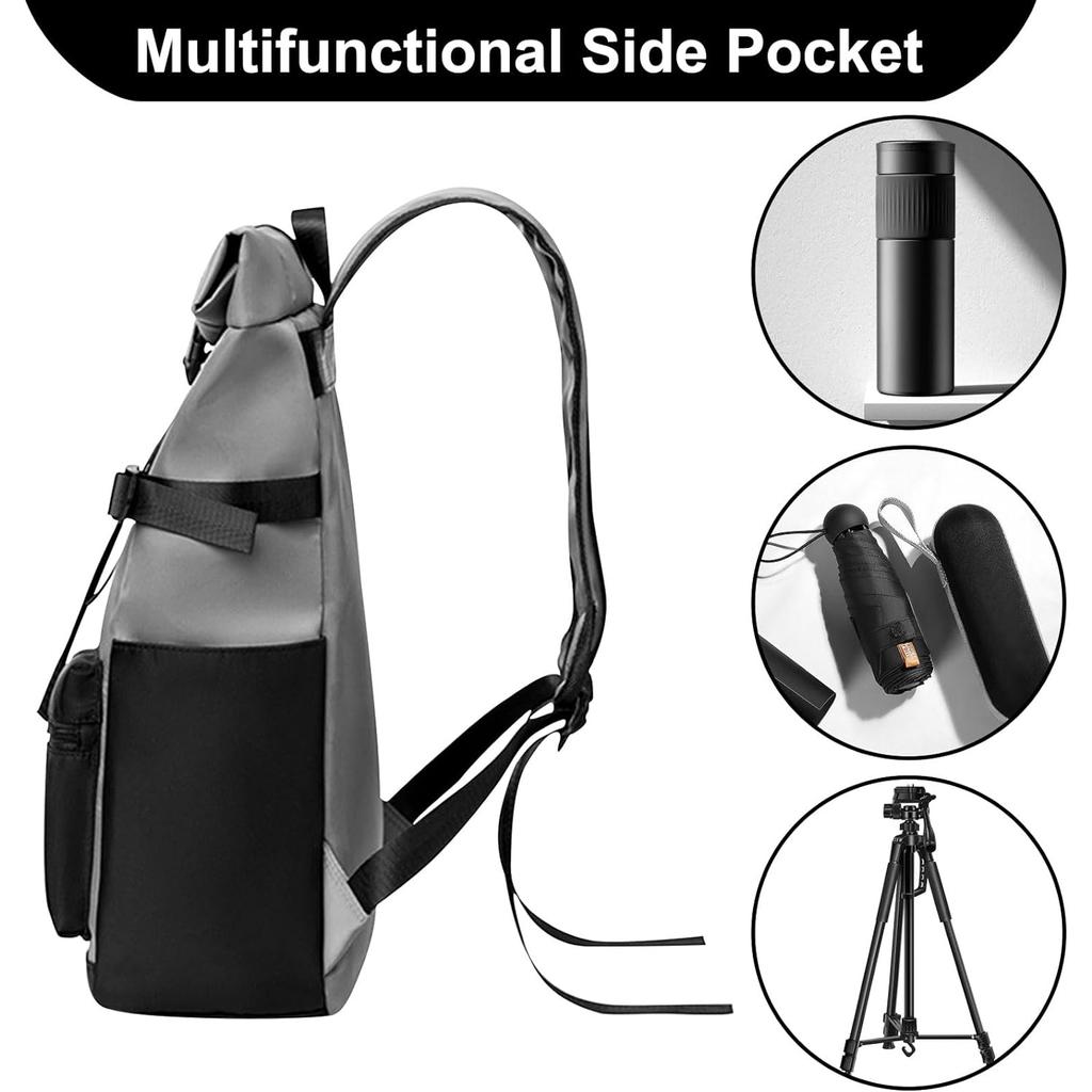 Большой водонепроницаемый рюкзак Rolltop, 27 л, для мужчин и женщин, 15,6-дюймовый школьный рюкзак, легкий велосипедный противоугонный рюкзак для работы, колледжа, отдыха