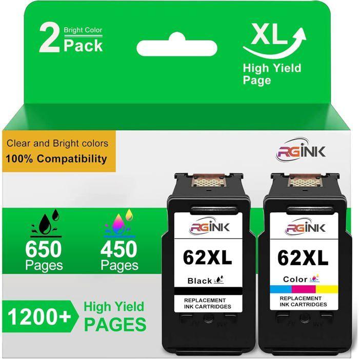 Cartouche d'Encre Compatible - HP 62 XL - Noir et Couleur - Pack de 2 - Haute Capacité