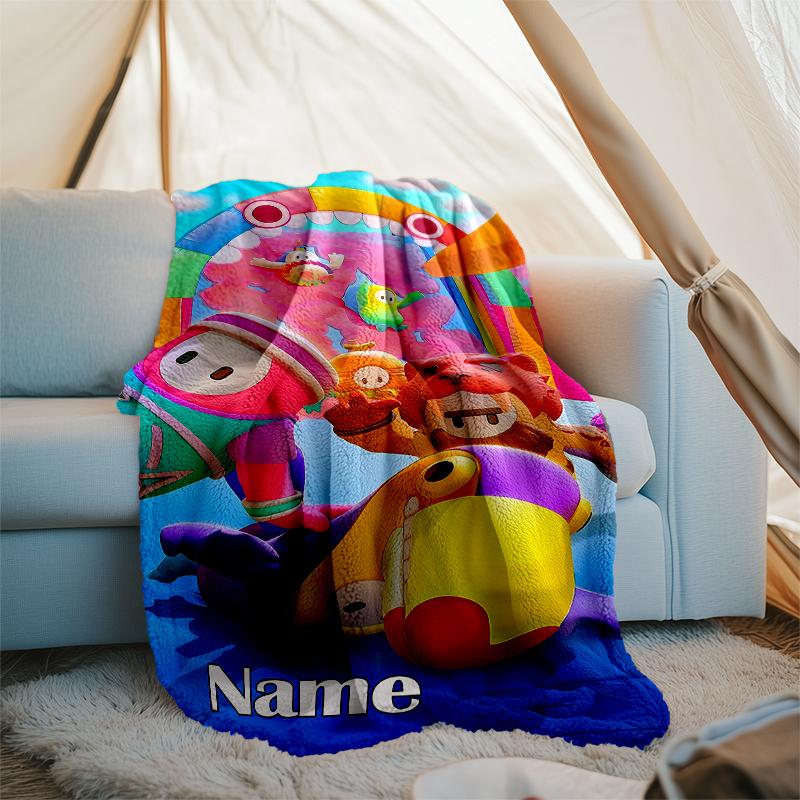 Personalized Custom Name Blanket - Stumble Guys Print Design,Blanket for Sofa,Bed,Travel,Camping - Soft and Warm, Great Gift