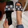 Fashion Summer Sandals Women New Summer Flat Sandals Shoes Female Designer Square Toe Bling Luxury Slippers Zapatos De Mujer