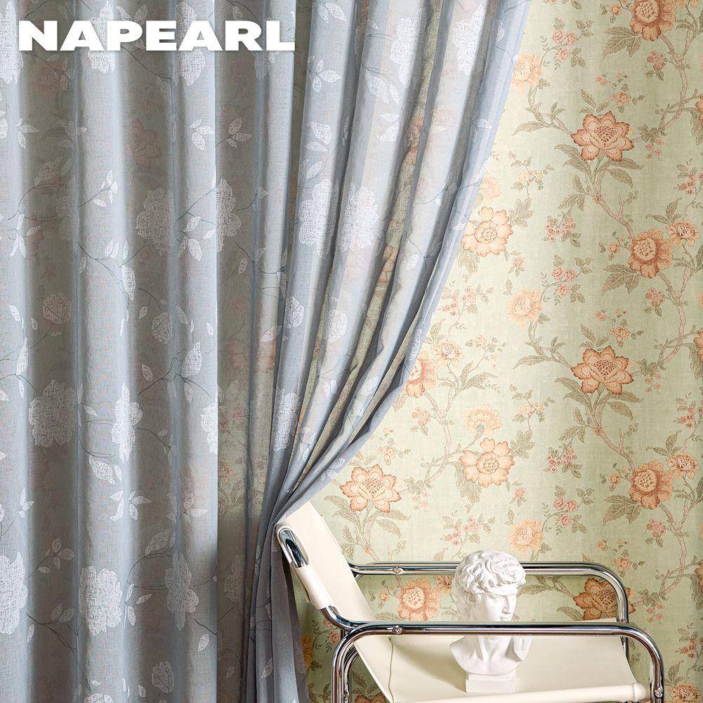 1 шт. NAPEARL, современная имитация льна, тюлевая занавеска с цветочным узором, прозрачная занавеска для окна для домашнего декора