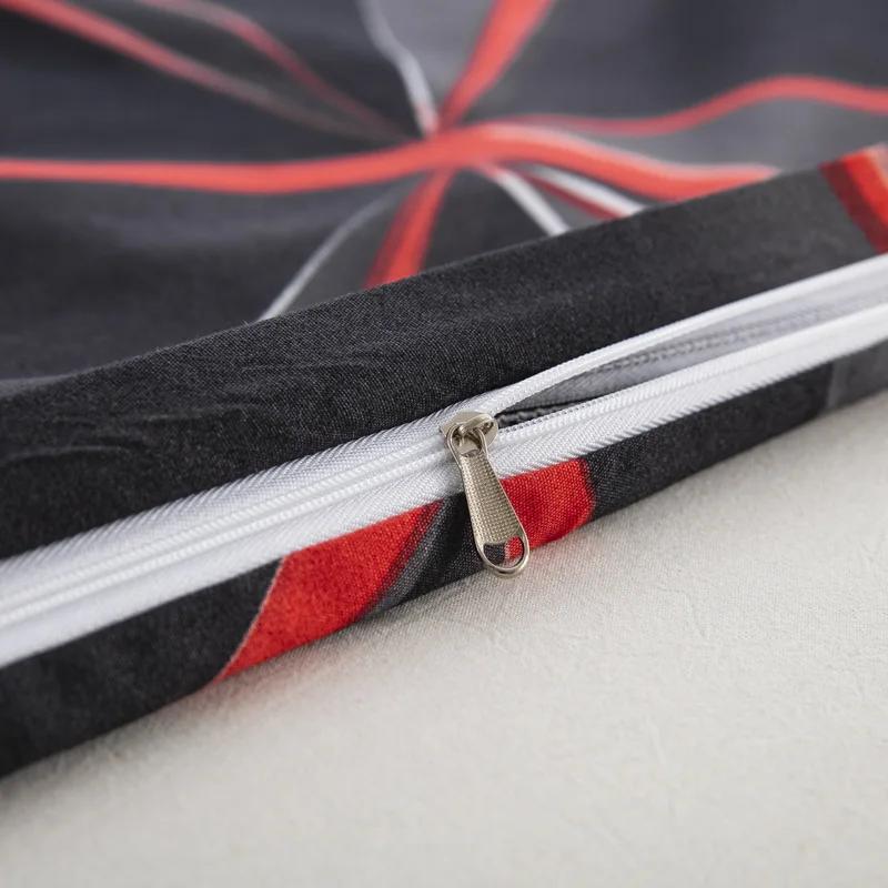 Черный Красный Геометрический Пододеяльник Квин 3D Трехмерный Геометрический Постельный Комплект Современный Абстрактный Неоновый Линейный Чехол для Одеяла