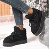 Fashion Women's Chunky Fluffy Fur Lace Up Winter Boots New Faux Shearling Warm Comfort Ankle Boots Anti-slip Platform Snow Booties