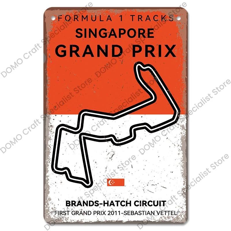 Плакат F1 Racing Circuit, винтажные металлические жестяные знаки, Монако, Испания, США, станция, ретро металлическая доска, гараж, бар, паб, клуб, домашний декор стен