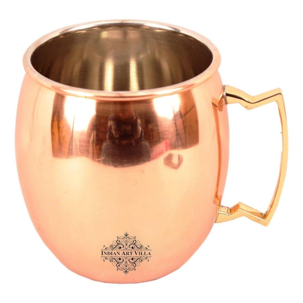Кружка для пива Moscow Mule из чистой меди, круглой формы, простого дизайна, объем - 530 мл, набор из 4 штук