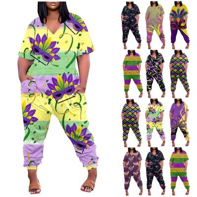 Женский комбинезон с короткими рукавами, повседневный свободный крой, мешковатые комбинезоны, удобные комбинезоны с V-образным вырезом, комбинезон с карманами