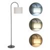 12W Fabric Floor Lamp Modern Standing Tall Lamp Foot Switch 3 Color Temperature for Living Room
