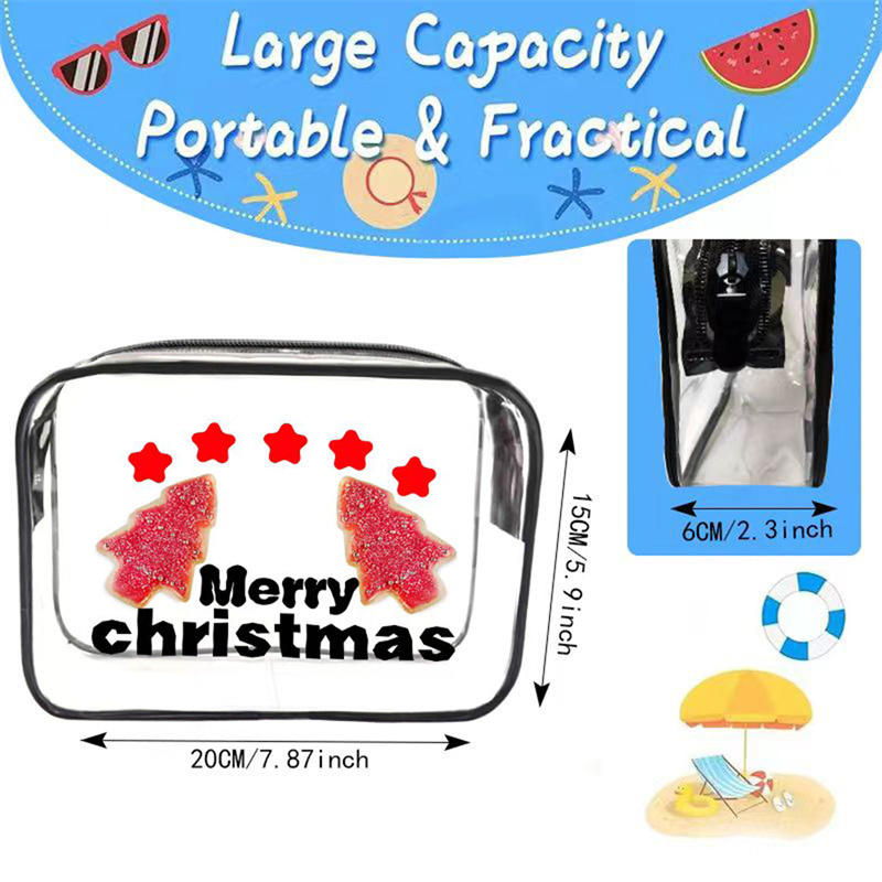 Прозрачная косметичка Рождественские украшения Креативная сумка из ПВХ Косметические кисти для хранения Дамы Женщины Рождественские подарки